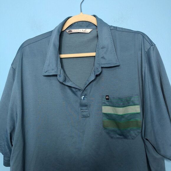 Travis Matthew Shirt Mens Extra Extra Large XXL Blue Polo Golf Embroidered Pima - Picture 4 of 8